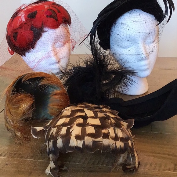 Vintage Fascinators feathered hats- lot of 5 main image 7